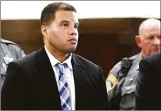  ?? Arnold Gold / Hearst Connecticu­t Media file photo ?? Hamden police officer Devin Eaton, left, is arraigned in Superior Court in New Haven on Oct. 28, 2019.