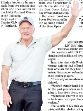  ?? STEVE DYKES/AGENCE FRANCE-PRESSE ?? GREG Norman insists that the LIV Golf is not a ‘breakaway’ league.