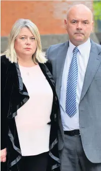  ??  ?? Glyn and Jane Edwards outside Minshull Street Crown Court after the sentencing of Wayne Davies