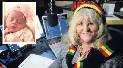  ??  ?? Trish Napier’s reggae show on Canalside Radio has got followers in Africa, Australia and Jamaica. Inset: Her grandaught­er Darcy