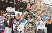  ?? Jerry Lara/Staff photograph­er ?? Cynthia Lee Fontaine, aka Carlos Diaz Hernandez, of RuPaul’s “Drag Race” fame, performs on March 20 at the state Capitol.