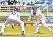  ?? ANI PHOTO ?? Dean Elgar’s knock in the first innings was a rare bright spot for South Africa at Visakhapat­nam.