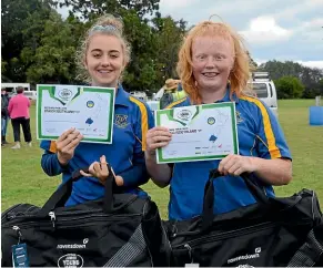  ??  ?? Zoe McElrea and Nicole Keen took top honours in the first FMG Junior Young Farmer of the Year regional final at Milton. PHOTO: SUPPLIED