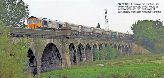  ?? ?? ON TRACK: A train on the Ivanhoe Line from CRIL’s proposals, which would be incorporat­ed into the third stage of Sustainabl­e Transport Midlands’ scheme