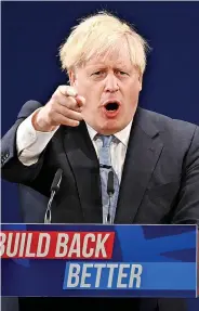  ?? Andy Stenning ?? ● Boris Johnson during his speech on the last day of the Tory Conference