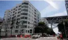  ?? Photograph: Eric Risberg/AP ?? Scene outside an apartment building below the San Francisco-Oakland Bay bridge where Bob Lee was fatally stabbed.