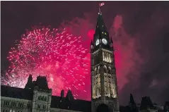  ?? THE CANADIAN PRESS ?? Fireworks will explode behind Parliament Hill during Canada Day celebratio­ns on July 1.