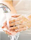  ??  ?? Top tips: stop the spread of germs by sneezing into a clean tissue, left, and washing hands often