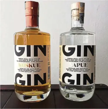  ??  ?? Kyro’s two gins are the regular Napue Gin and the barrel-aged Koskue Gin. — Photo: MICHAEL CHEANG/The Star