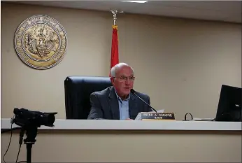  ?? Bennett Horne/The Weekly Vista ?? Bella Vista Mayor Peter Christie delivers the annual State of the City Address to the City Council during its regular session on Feb. 28.