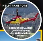  ??  ?? HELI-TRANSPORT EIN HUBSCHRAUB­ER (Archivfoto) flog den Welfenchef zur Not-OP