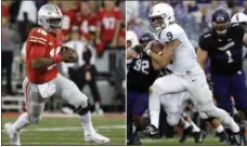  ?? ASSOCIATED PRESS FILE ?? Quarterbac­ks J.T. Barrett of Ohio State, left, and Trace McSorley of Penn State will likely play big roles when the Buckeyes host the Nittany Lions Oct. 28 in one of the biggest games in college football this season.