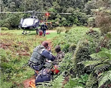  ?? SUPPLIED ?? A man is rescued out of the Urewera bush.