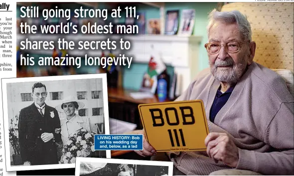  ?? Picture: ADAM GERRARD ?? LIVING HISTORY: Bob on his wedding day and, below, as a lad