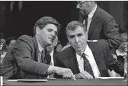  ?? RAY LUSTIG/THE WASHINGTON POST ?? Gerald M. Levin, head of Time Warner, right, and Stephen Case, chief executive of AOL, at a Senate committee hearing on the merger of the companies in 2000.