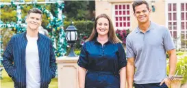  ??  ?? The Bachelor Australia host Osher Gunsberg, Marie Chandler and Bachelor Jimmy Nicholson; and (left) Ben Affleck and Jennifer Lopez.