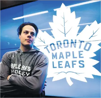  ?? NATHAN DENETTE/THE CANADIAN PRESS ?? Maple Leafs centre Auston Matthews told reporters at the locker-room clean out that he’s “exhausted” after his rookie campaign but still “can’t wait” for next season to begin.