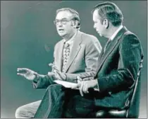  ?? FILE PHOTO ?? Gov. Lowell Weicker being interviewe­d by WCBS-TV Political Editor Jerome Wilson in a Harford studio in the early 1970s.