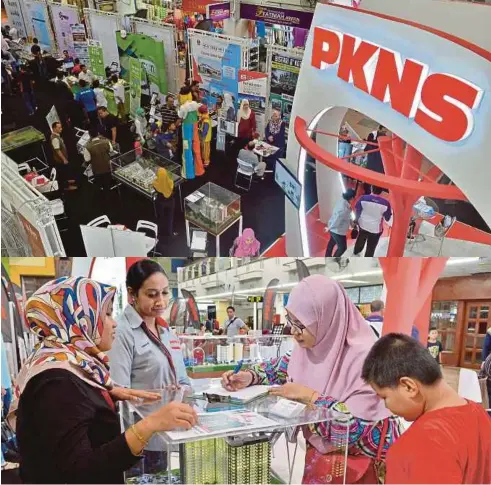  ??  ?? PENGUNJUNG melihat pelbagai model rumah yang dipamerkan pada Majlis Pelancaran Program Insentif MyPKNS.