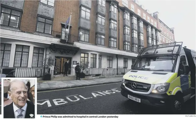  ?? PICTURE: PA ?? 0 Prince Philip was admitted to hospital in central London yesterday