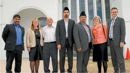  ??  ?? From left, Yunus Hanif, Denise Roche, Eqbal Khan, Shafiqur Rehman, Bashir Khan, Eugenie Sage and James Shaw.