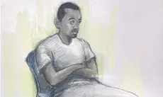  ?? ELIZABETH COOK/PA VIA THE ASSOCIATED PRESS ?? Stabbing suspect Muhaydin Mire appears Monday in a London court.