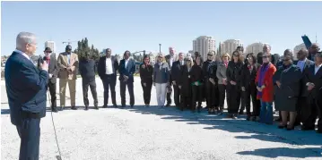  ?? (Prime Minister’s Office) ?? PRIME MINISTER Benjamin Netanyahu addresses a group of UN ambassador­s from South Sudan, Gambia, Gabon, Hungary, Ukraine, the Czech Republic, Bosnia Herzegovin­a, Albania, Slovenia, Paraguay, Panama and Honduras in Jerusalem yesterday.