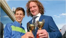  ?? PHOTO: GETTY IMAGES ?? Nick Hall and Ciaron Maher celebrate Jameka’s Caulfield Cup win.