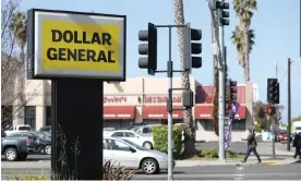  ?? Photograph: Justin Sullivan/Getty ?? A Dollar General store sign in Vallejo, California. Dollar General says it is ‘committed to providing a safe work environmen­t for its associates’.