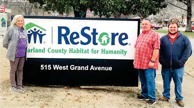  ?? Submitted photo ?? Come meet our new managers at the Downtown Restore! Billy Witham is the new store manager with Kyle Hubbard hired as the assistant manager. Vicki Taylor is retiring after six years as the store manager. The new management team plans to continue to offer quality items to the community while helping to build affordable housing in Garland County.