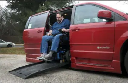  ?? PHOTOS BY GENE WALSH - MEDIANEWS GROUP ?? The “Giving James a Ride” fundraiser will help offset the costs incurred to purchase the modified van which allows James Myers to travel for work. February 6, 2019.