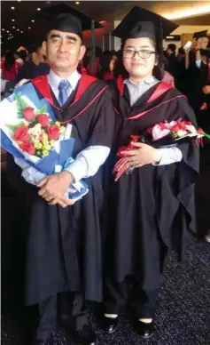  ??  ?? File photo shows Edward Chong and his daughter Anthonia at their convocatio­n.