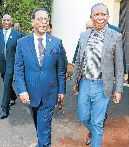  ?? /Thuli Dlamini ?? Hate couture: Leaders such as King Goodwill Zwelithini, right, and the EFF’s Julius Malema have resorted to stirring up division and hatred, a trend that seems to take root easily due to SA’s political and social history, the author says.