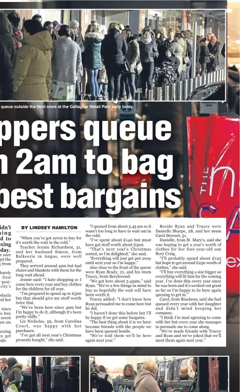  ??  ?? Bargain hunters formed a long queue outside the Next store at the Gallagher Retail Park early today.