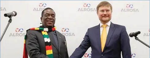  ??  ?? President Emmerson Mnangagwa (left) and Alrosa CEO Sergey Ivanov