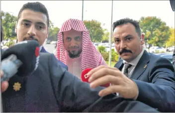  ?? DHA VIA AP ?? Saudi Arabia’s top prosecutor Saud al-Mojeb walks to board a plane to leave Turkey, in Istanbul Wednesday.