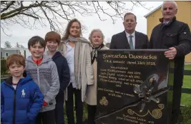  ??  ?? The McEllistri­m Family at the Unveiling of the plaque at Gortatlea Barracks, Ballymacel­ligott on Sunday; Murty, Thomas, Marie and Ann McEllistri­m, Diarmuid, Oisín and Aodán O’Shea.