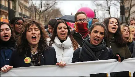  ??  ?? Lors de la Journée internatio­nale des droits des femmes, le 8 mars 2018, à Paris.