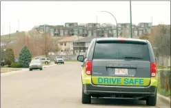  ?? NEWS PHOTO BRENDAN MILLER ?? A high visibility police vehicle monitor traffic along Police Point Drive on Wednesday. According to the city’s 2023 financial report, fines and tickets were down $850,000 from the previous year.