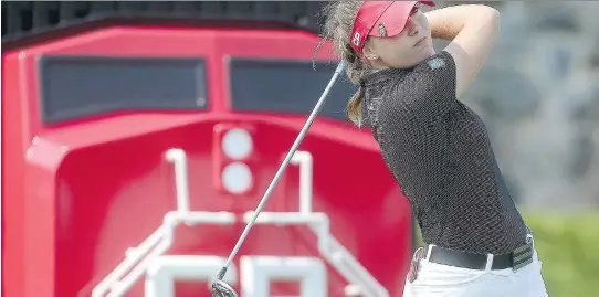  ?? TONY CALDWELL. ?? Team Canada amateur Ottawa golfer Grace St-Germain playing in the Canadian Pacific Women’s Open Pro Am at the Ottawa Hunt and Golf Club in Ottawa on Monday.