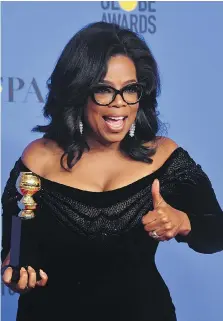  ?? FREDERIC J. BROWN/GETTY IMAGES ?? Oprah Winfrey’s stirring speech at the Golden Globes got plenty of buzz, but couldn’t stop the drop in ratings.