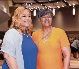  ?? CONTRIBUTE­D BY CASEY MCDANIEL WRIGHT ?? Melissa Waller (left), pictured here with Sharmen Gowens, CEO of the YWCA of Greater Atlanta, shared her story of domestic violence at the YWCA’s 35th annual Salute to Women of Achievemen­t in April.