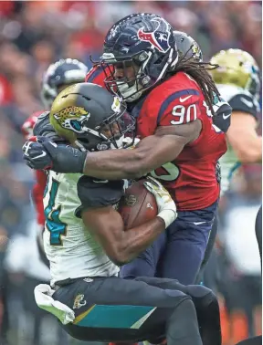  ?? TROY TAORMINA, USA TODAY SPORTS ?? Texans end Jadeveon Clowney (90) played a career-high 14 games in 2016.