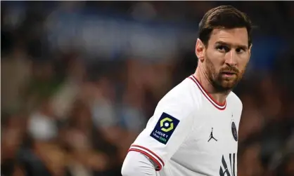  ?? Photograph: Sébastien Bozon/AFP/Getty Images ?? PSG forward Lionel Messi looks on during and April match against Strasbourg RC.