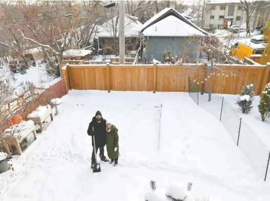  ?? WALTER TYCHNOWICZ ?? Marty Pawlina and Kairi Pawlick are excited to begin their project called Cliff House, a 368-square-foot residentia­l unit on top of a single-vehicle garage.