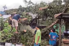  ??  ?? RUMAH keluarga Faizol yang rosak selepas dihempap pokok mangga.