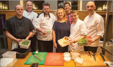  ??  ?? ABOVE: Betty Stack (principal Ardfert NS) and Ardfert teacher Billy O’Connor (at rear) with chefs Massimilia­no Bagaglini, Kevin O’Connor and Noel Keane (Croí), Marcus Eidnez (Nicks) and Peter Curran at the Ardfert NS ‘A Taste of Christmas’ in Ballyroe...