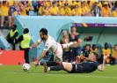  ?? Photograph: Xinhua/REX/ Shuttersto­ck ?? Souttar tackles Taha Yassine Khenissi during the Socceroos’ second Group D match against Tunisia.