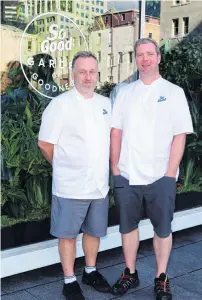  ?? PHOTOS: SUPPLIED ?? Garden creators . . . Otago Polytechni­c food design lecturers Tony Hepinstall (left) and Timothy Lynch outside their ‘‘So Good Garden of Goodness’’ popup edible garden in February.
