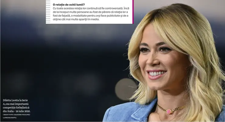  ?? CREDIT FOTO: MASSIMO PAOLONE/ LAPRESSE/HEPTA ?? Diletta Leotta la Serie A, cea mai importantă competiție fotbalisti­că din Italia – 16 iulie 2020.